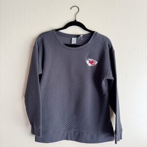 NFL Kansas City Chiefs Grey Quilted Pullover Crewneck Sweatshirt Medium